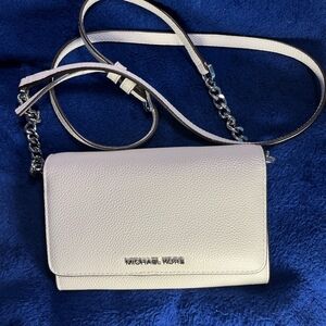 Michael Kors Jet Set Travel White Phone Crossbody Purse New